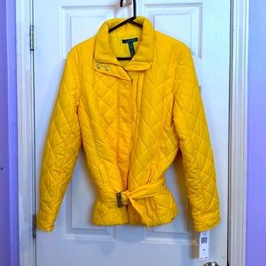 NWT Lauren Ralph Lauren puffed jacket, size XL in beautiful yellow!